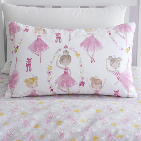 Ballet Dancer Kids Polycotton Duvet Cover Set Pink Single & Toddler Bedding - Ballet Dancer Duvet Cover Set In Pink 2