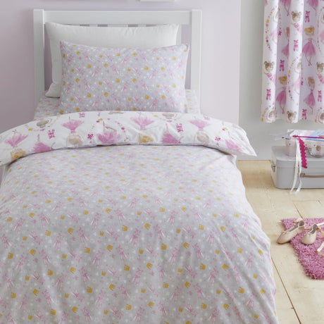 Ballet Dancer Kids Polycotton Duvet Cover Set Pink Single & Toddler Bedding - Ballet Dancer Duvet Cover Set In Pink 4
