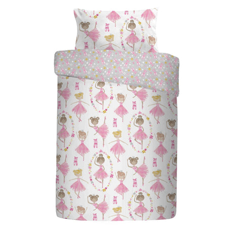 Ballet Dancer Kids Polycotton Duvet Cover Set Pink Single & Toddler Bedding - Ballet Dancer Duvet Cover Set In Pink 5