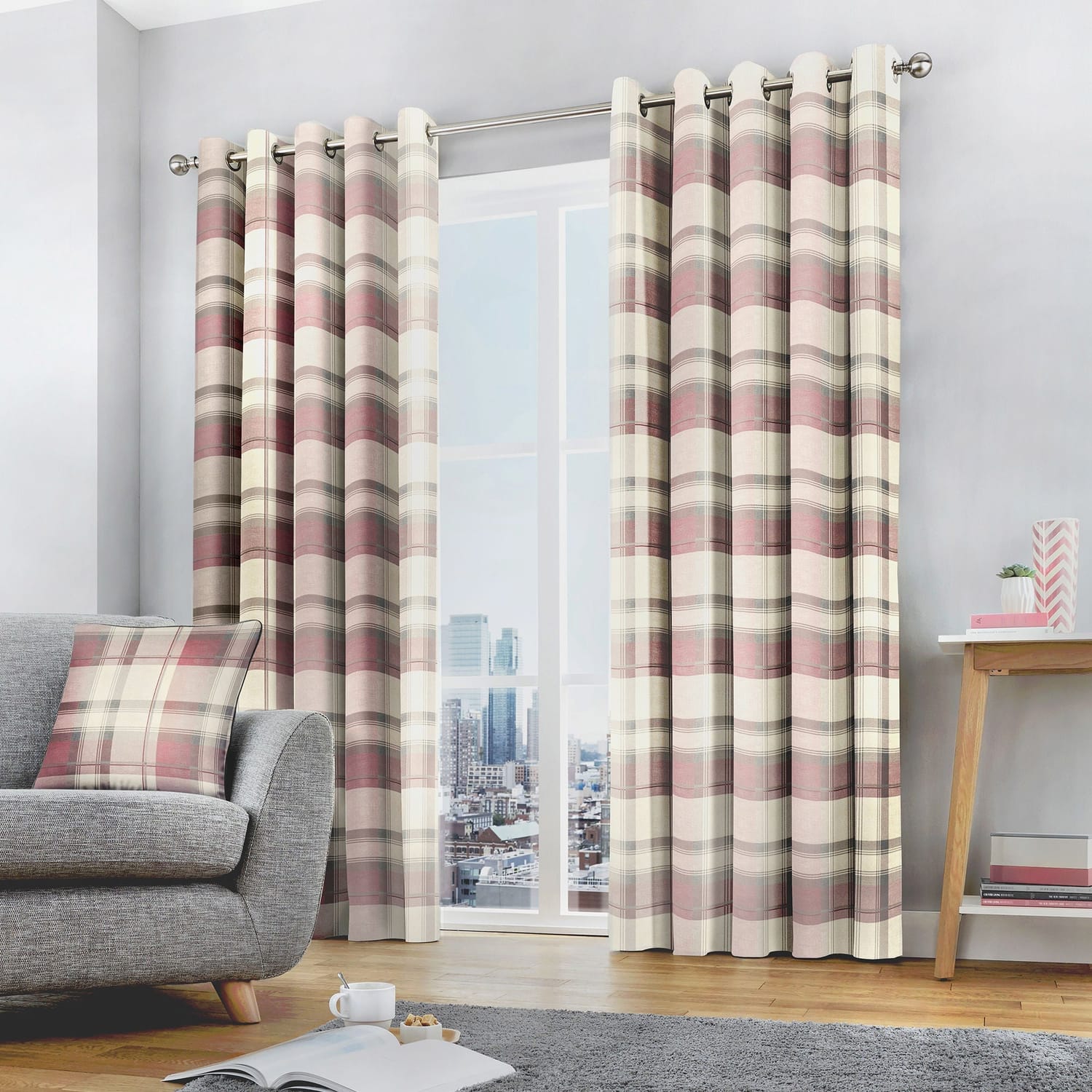 Balmoral Check Cushion Cover Cosy Tartan Pattern 43cm x 43cm - Blush Pink - Balmoral Check Cushion In Blush 43 X 43Cm 2