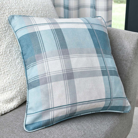 Balmoral Check Cushion Cover Cosy Tartan Pattern 43cm x 43cm - Duck Egg