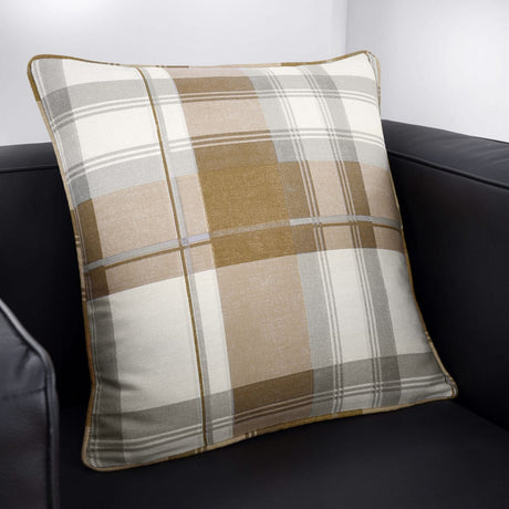 Balmoral Check Cushion Cover Cosy Tartan Pattern 43cm x 43cm - Natural