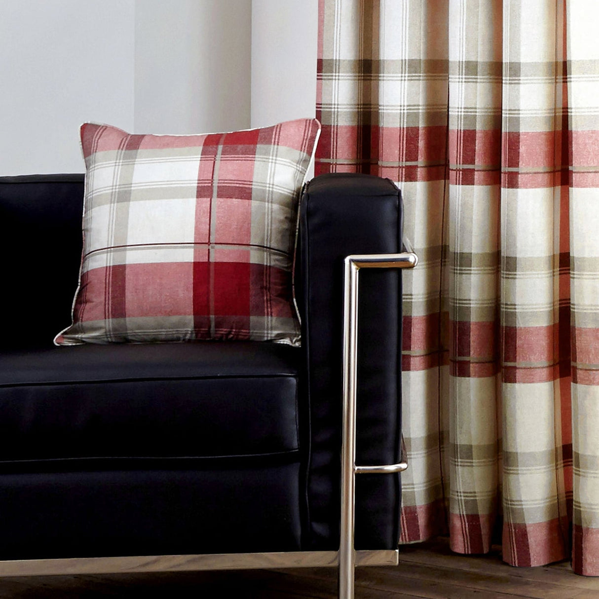 Balmoral Check Cushion Cover Cosy Tartan Pattern 43cm x 43cm - Ruby - Balmoral Check Cushion In Ruby 43 X 43Cm 2