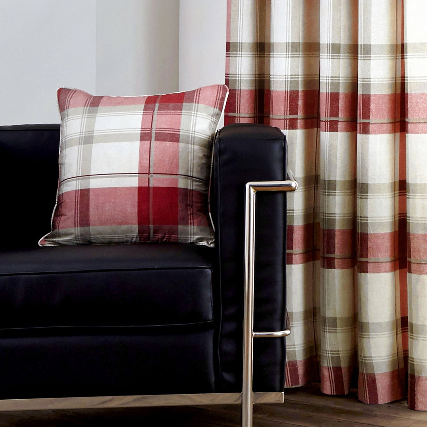Balmoral Check Cushion Cover Cosy Tartan Pattern 43cm x 43cm - Ruby - Balmoral Check Cushion In Ruby 43 X 43Cm 2