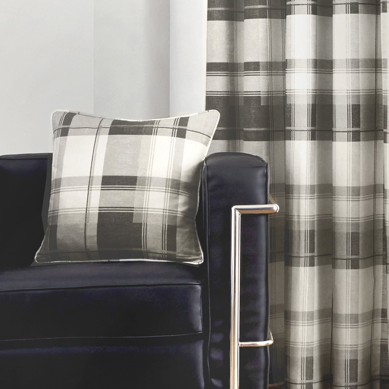 Balmoral Check Cushion Cover Cosy Tartan Pattern 43cm x 43cm - Slate Grey - Balmoral Check Cushion In Slate 43 X 43Cm 2
