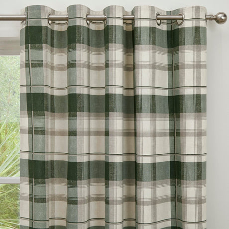 Balmoral Tartan Check Eyelet Curtains - Bottle Green Light Filtering - Balmoral Check Eyelet Curtains In Bottle Green 2
