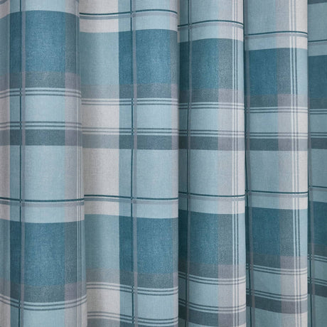 Balmoral Tartan Check Eyelet Curtains - Duck Egg Light Filtering - Balmoral Check Eyelet Curtains In Duck Egg 3