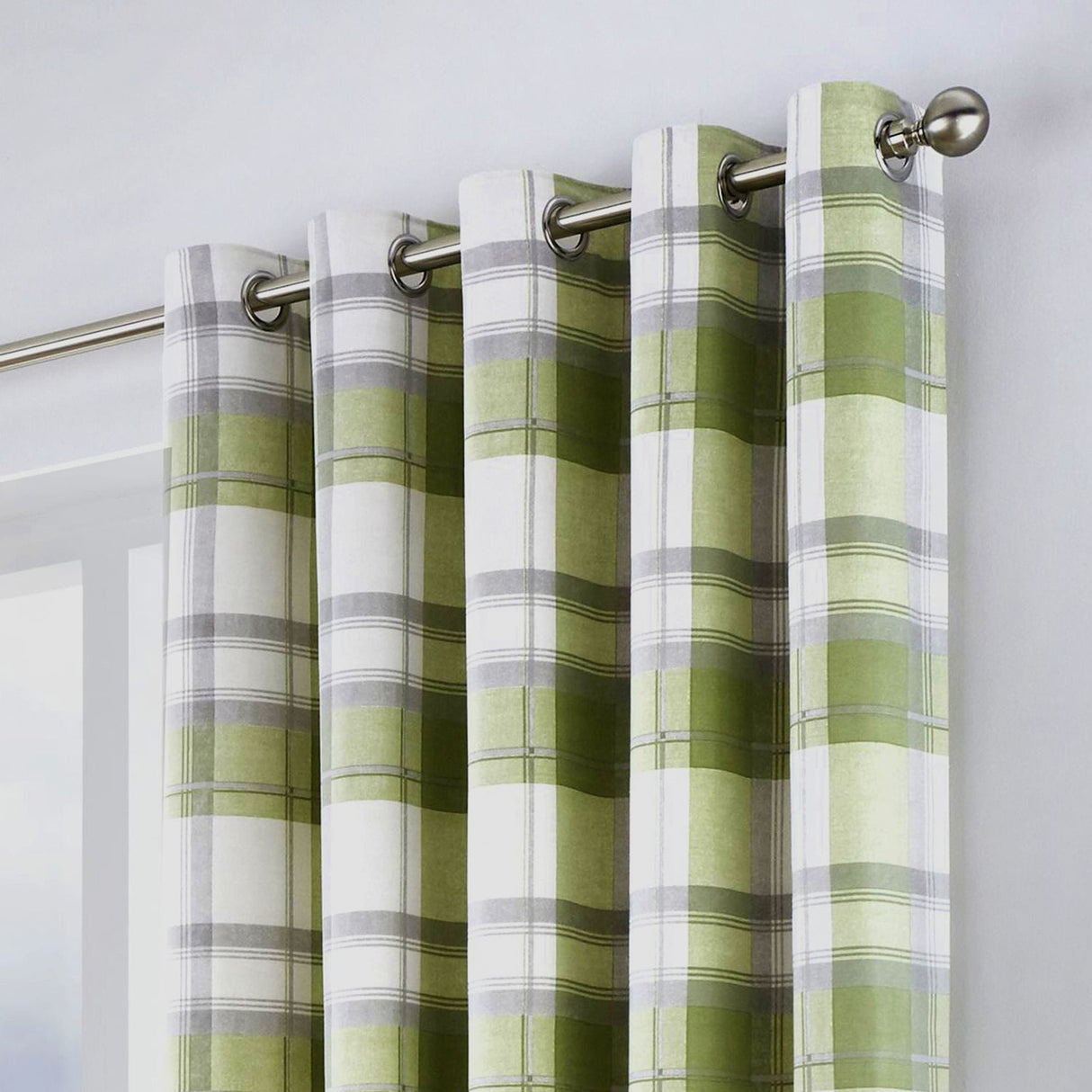 Balmoral Tartan Check Eyelet Curtains - Green Light Filtering - Balmoral Check Eyelet Curtains In Green 3