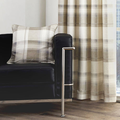 Balmoral Tartan Check Eyelet Curtains - Natural Light Filtering - Balmoral Check Eyelet Curtains In Natural 3