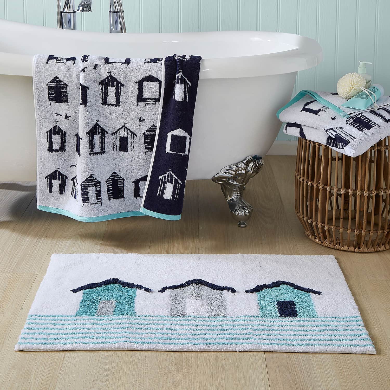 Beach Huts 100% Cotton Bath Mat