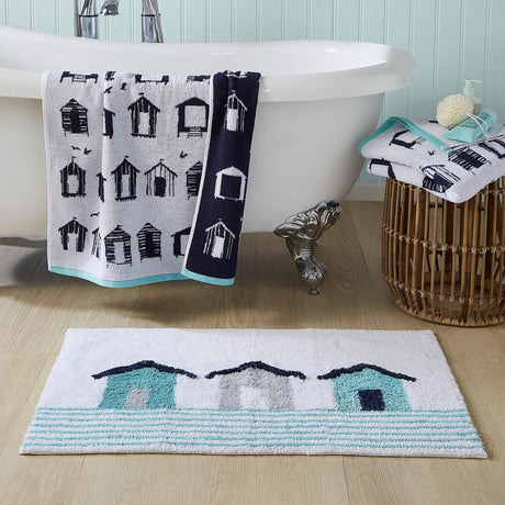 Beach Huts 100% Cotton Bath Mat