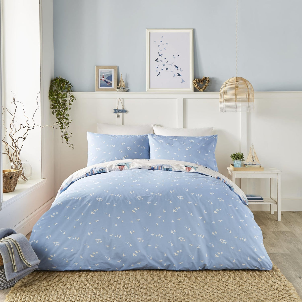 Beach Huts Polycotton Duvet Cover Set - Blue - Beach Huts Duvet Cover Set In Blue 4