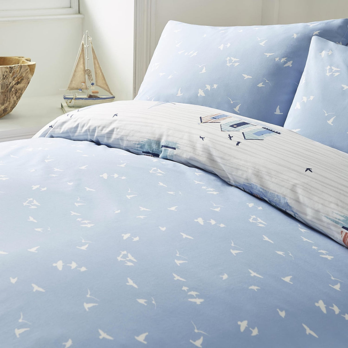 Beach Huts Polycotton Duvet Cover Set - Blue - Beach Huts Duvet Cover Set In Blue 5