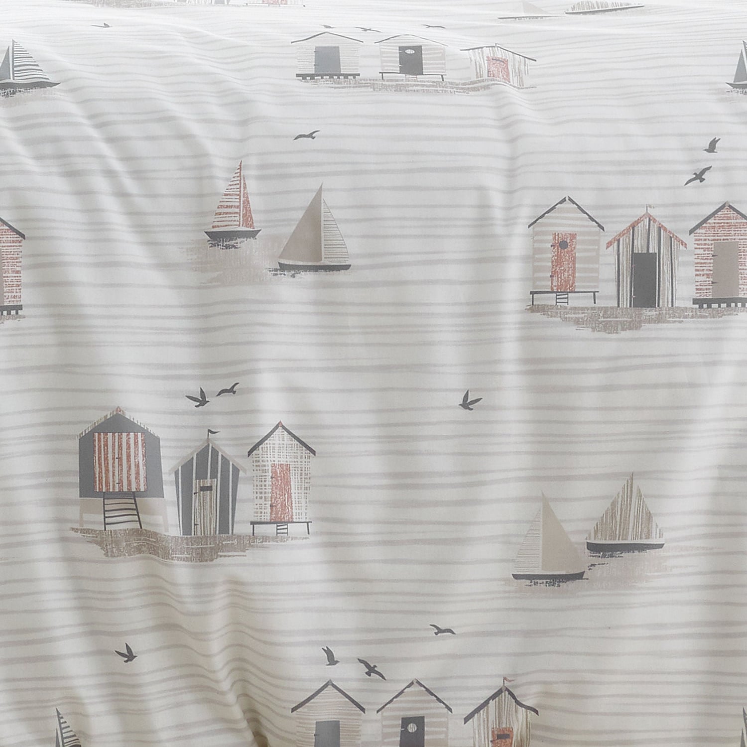 Beach Huts Polycotton Duvet Cover Set - Natural - Beach Huts Duvet Cover Set In Natural 3