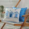 Beach Hut Outdoor Cushion Cover 43cm x 43cm - Blue