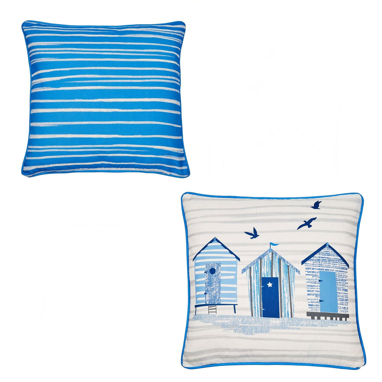 Beach Hut Outdoor Cushion Cover 43cm x 43cm - Blue - Beach Huts Outdoor Cushion In Blue 43 X 43Cm 4
