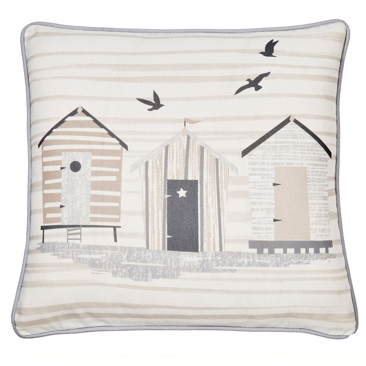 Beach Hut Outdoor Cushion Cover 43cm x 43cm - Natural - Beach Huts Outdoor Cushion In Natural 43 X 43Cm 3