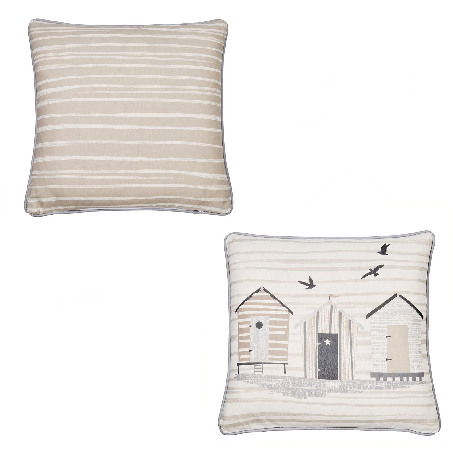Beach Hut Outdoor Cushion Cover 43cm x 43cm - Natural - Beach Huts Outdoor Cushion In Natural 43 X 43Cm 5