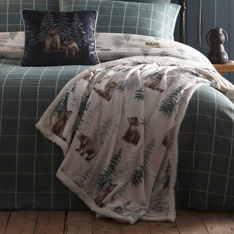 Bear Walks Cosy Fleece Throw - Bear Walks Bedspread In Natural 150 X 200Cm 3