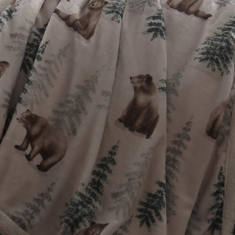 Bear Walks Cosy Fleece Throw - Bear Walks Bedspread In Natural 150 X 200Cm 4