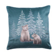 Bear Walks Forest Green Velvet Cushion Cover