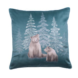 Bear Walks Forest Green Velvet Cushion Cover