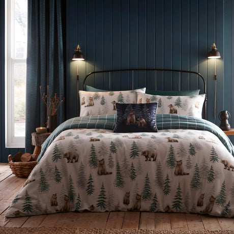 Bear Walks Brushed Cotton Flannelette Duvet Cover Set