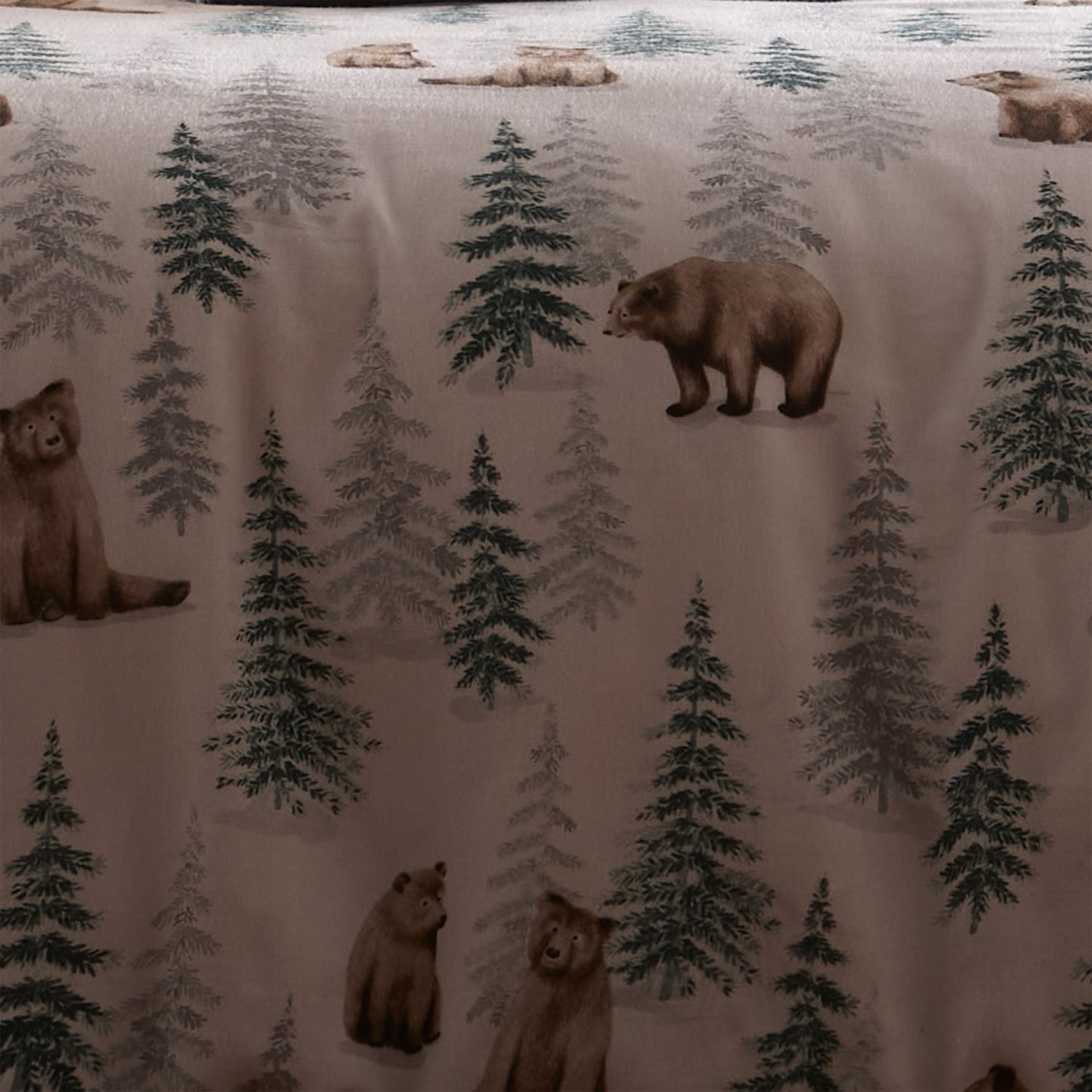 Bear Walks Brushed Cotton Flannelette Duvet Cover Set - Bear Walks Duvet Cover Set In Natural 3