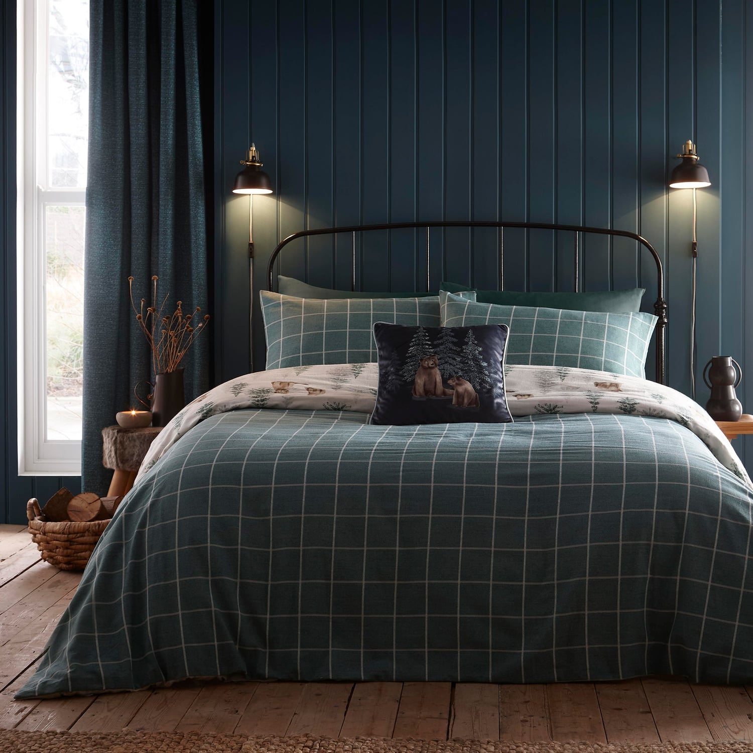 Bear Walks Brushed Cotton Flannelette Duvet Cover Set - Bear Walks Duvet Cover Set In Natural 4