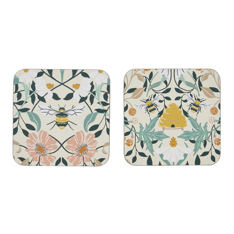 Ulster Weavers Bee Bloom Floral Coasters 4 Pack - Bee Bloom Coasters 4 Pack In Yellow 3