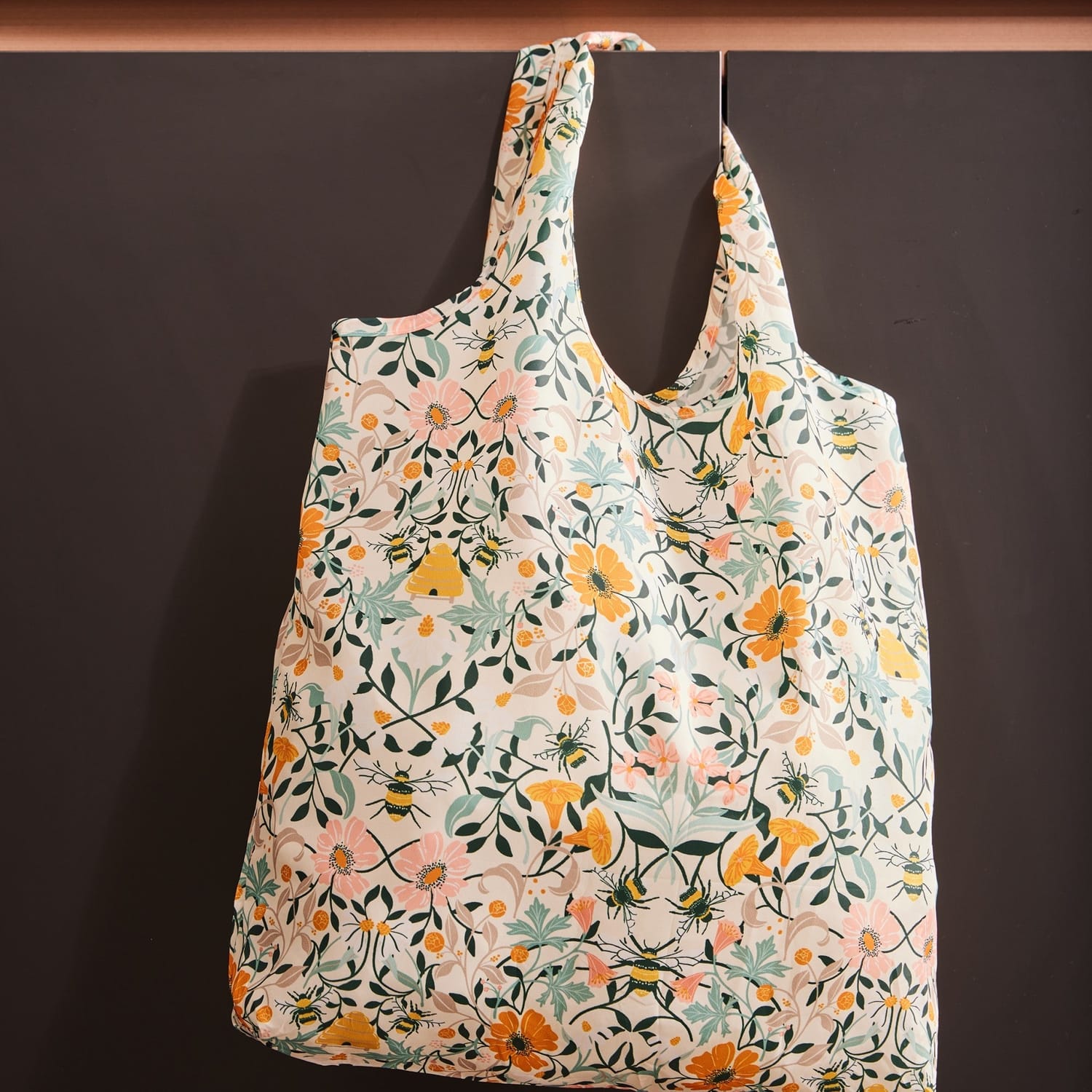Ulster Weavers Bee Bloom Floral Packable Shopping Bag - Bee Bloom Foldable Tote Bag Medium In Multicolour 2