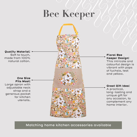 Ulster Weavers Bee Keeper Luxury 100% Cotton Apron - Bee Keeper Cotton Apron In Natural 2