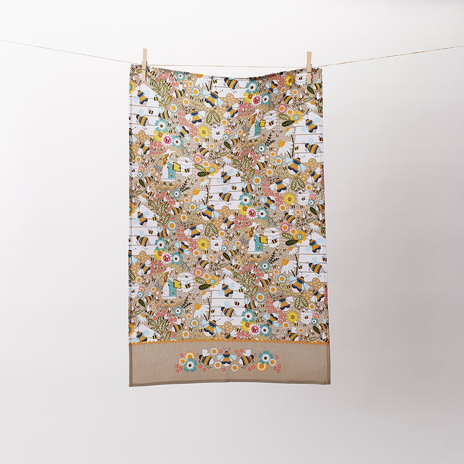 Ulster Weavers Bee Keeper Luxury 100% Cotton Tea Towel - Bee Keeper Cotton Tea Towel In Natural 2