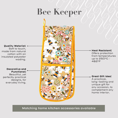 Ulster Weavers Bee Keeper Luxury 100% Cotton Double Oven Glove - Bee Keeper Double Oven Glove In Natural 2