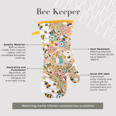 Ulster Weavers Bee Keeper Luxury 100% Cotton Gauntlet Oven Glove - Bee Keeper Gauntlet Oven Glove In Natural 2