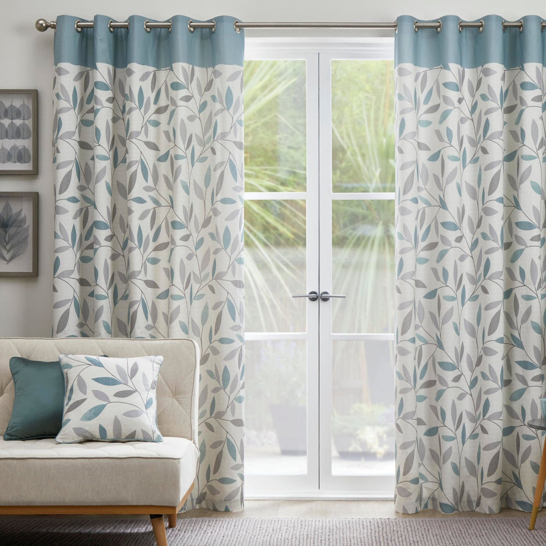 Beechwood Duck Egg 100% Cotton Eyelet Curtains