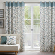 Beechwood Eyelet Curtains - Duck Egg Light Filtering Printed