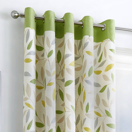 Beechwood Eyelet Curtains - Green Light Filtering Printed - Beechwood Eyelet Curtains In Green 3