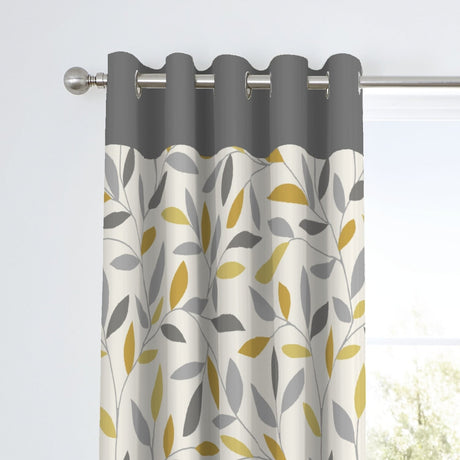 Beechwood Eyelet Curtains - Ochre Light Filtering Printed