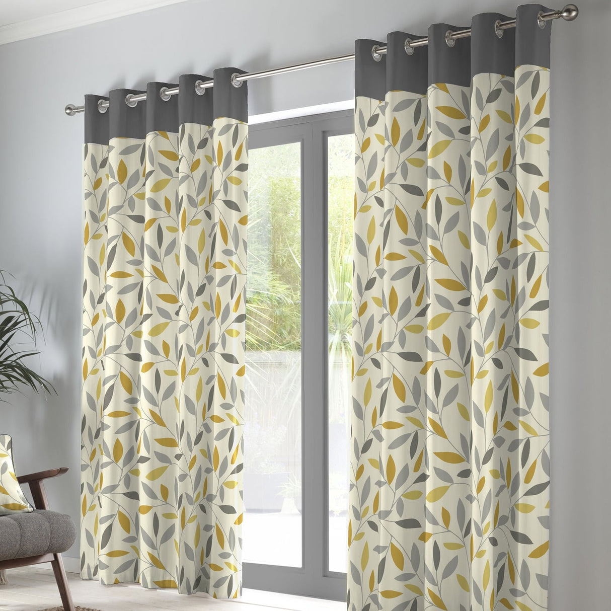 Beechwood Eyelet Curtains - Ochre Light Filtering Printed - Beechwood Eyelet Curtains In Ochre 3