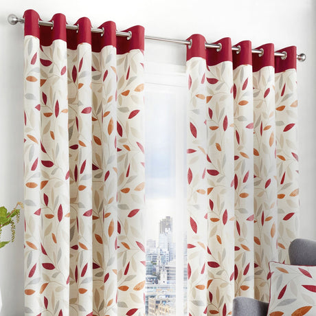 Beechwood Eyelet Curtains - Red Light Filtering Printed