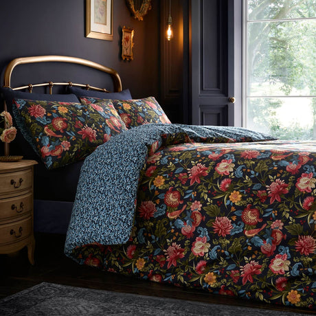 Bejewelled 100% Cotton Duvet Cover Set - Navy