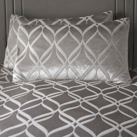Belfort Velvet Duvet Cover Set - Silver - Belfort Duvet Cover Set In Silver 3