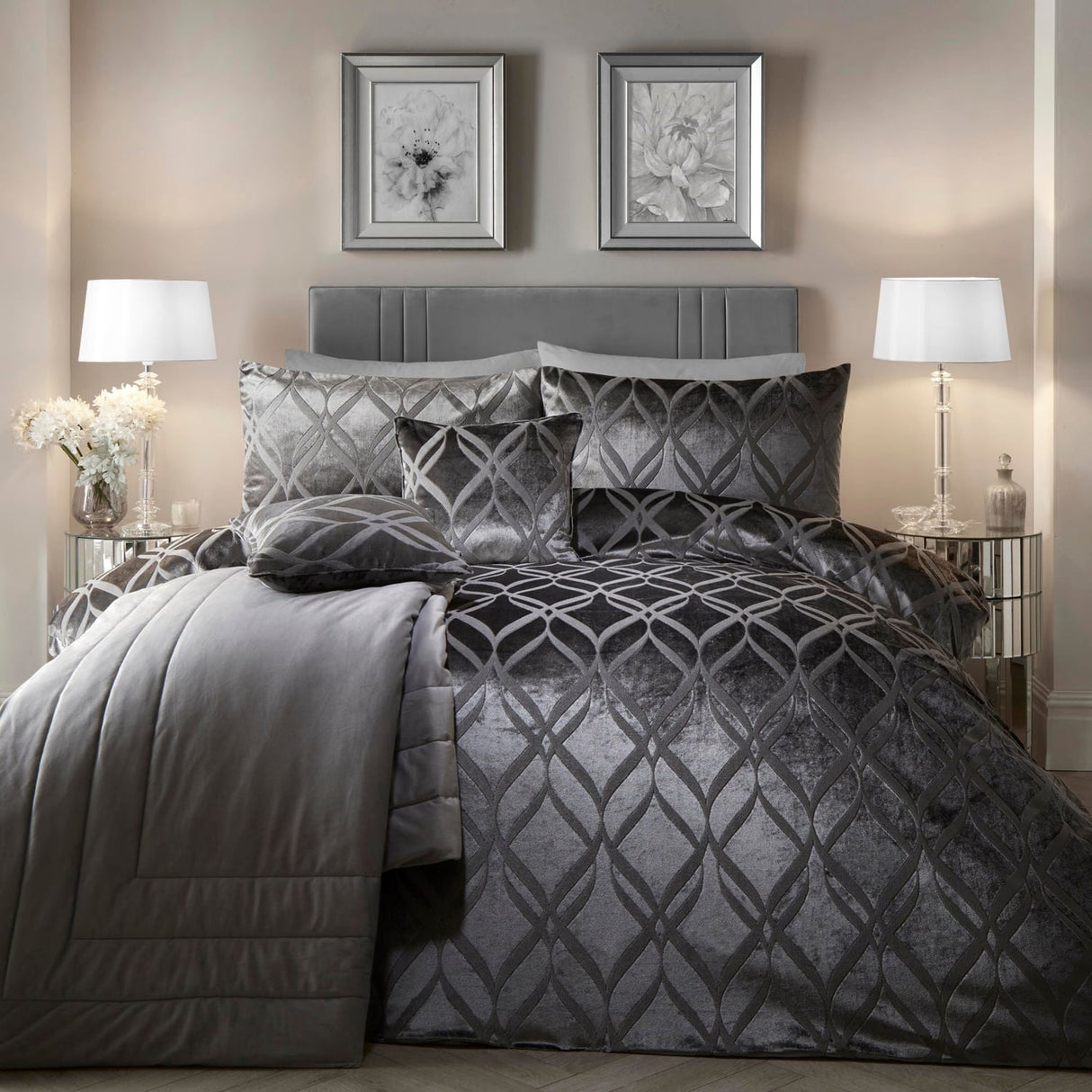 Belfort Velvet Duvet Cover Set - Slate
