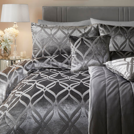 Belfort Velvet Duvet Cover Set - Slate - Belfort Duvet Cover Set In Slate 2