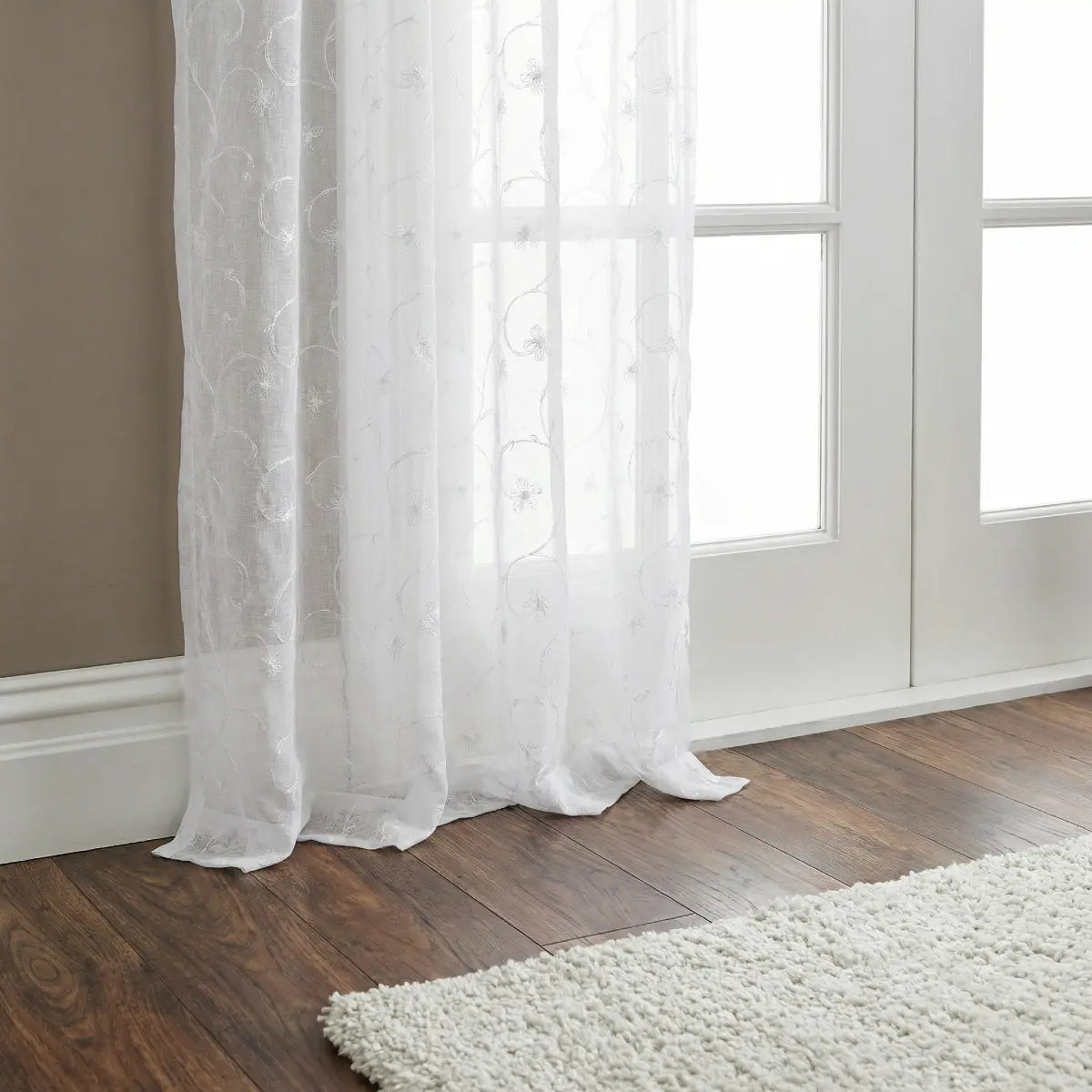 Belle Embroidered Slot Top Voile Curtain Panel 3