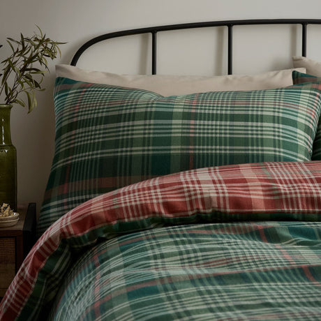 Bennet Check Cosy Flannelette Duvet Cover Set - Bennet Check Duvet Cover Set In Green 2