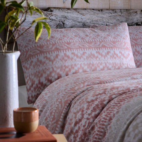 Bergen Flannelette Brushed Cotton Duvet Cover Set - Terracotta - Bergen Duvet Cover Set In Terracotta 2