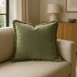 Bertie Washed Cotton Velvet Cushion Cover 18" x 18" (45cm x 45cm) - Moss