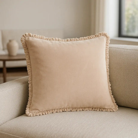 Bertie Washed Cotton Velvet Cushion Cover 18" x 18" (45cm x 45cm) - Natural